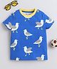 BABY NATION Cotton Knit Half Sleeves Birds Printed Tee - Blue