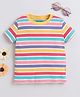 BABY NATION Cotton Knit Half Sleeves Striped Tee - Multi Colour