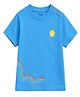 Button Bear Cotton Knit Cocomelon Featuring Half Sleeves Characters Back Printed Tee - Blue