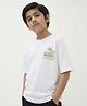 Button Bear Cotton Knit Paw Patrol Featuring Half Sleeves  Ready To Action Text & Back Characters Printed Tee - White