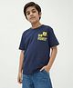 Button Bear Cotton Knit Nickelodeon Featuring Half Sleeves Spongebob Back Printed Tee - Blue