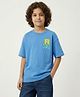 Button Bear Cotton Knit Nickelodeon Featuring Half Sleeves Spongebob Printed Tee - Blue