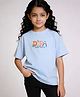 Button Bear Cotton Knit Nickelodeon Featuring Half Sleeves Dora The Explorer Back Printed Tee - Blue