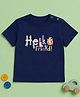 Button Bear Cotton Knit Cocomelon Featuring Half Sleeves Character & Hello Friend Text Printed Tee - Navy Blue