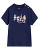 Button Bear Cotton Knit Cocomelon Featuring Half Sleeves Character & Hello Friend Text Printed Tee - Navy Blue