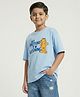 Button Bear Cotton Knit Garfield Featuring Half Sleeves Character & Just Pretend i M Listening Text Printed Tee - Blue
