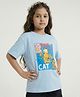Button Bear Cotton Knit Garfield Featuring Half Sleeves Character Printed Tee - Blue