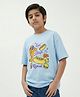Button Bear Cotton Knit Garfield Featuring Half Sleeves Character Printed Tee - Blue