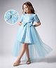 Hola Bonita Knit Half Sleeves Sequinned & Floral Party Dress with Shimmer Layered Skirt - Blue