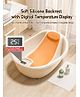 Babyhug Baby Bath Tub with Soft Silicone Backrest & Temperature Sensor Orange| Built-in Touch Water Temperature Monitor| Anti-Slip Base| Soft Headrest| Storage Tray| Suitable for 0 to 5 Years