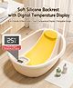 Babyhug Baby Bath Tub with Soft Silicone Backrest & Temperature Sensor Yellow| Built-in Touch Water Temperature Monitor| Anti-Slip Base| Soft Headrest| Storage Tray| Suitable for 0 to 5 Years