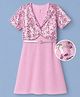 Hola Bonita Knit Foil Pleated Party Dress with Half Sleeves Sequinned Jacket & Belt - Pink