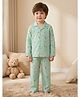 Rikidoos Cotton Woven Full Sleeve Co-Ords Shirt & Pyjama Night Suit with  Floral Rainbow & Heart Print - Sea Green