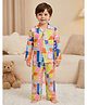 Rikidoos Cotton Woven Full Sleeve Co-Ords Shirt & Pyjama NIght Suit with Geometrical Print - Pink