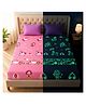 Famyo Glow in the Dark King Size Kids Bedsheet with 2 Pillow Covers (Pink)