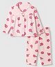 Babyoye 100% Cotton Single Jersey Full Sleeves Co-ord Shirt & Pajama Night Suit with Floral Print - Pink