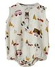 DULAAR Organic Cotton Woven Sleeveless Camping Theme Printed Onesie - White