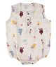 DULAAR Organic Cotton Woven Sleeveless Animals Printed Onesie - White