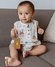 DULAAR Organic Cotton Woven Sleeveless Dinosaurs Printed Onesie - White