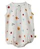 DULAAR Organic Cotton Woven Sleeveless Floral Printed Onesie - White