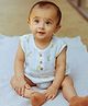 DULAAR Organic Cotton Woven Sleeveless Stems Printed Onesie - White