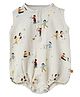 DULAAR Organic Cotton Woven Sleeveless Happy Children Printed Onesie - White