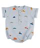 DULAAR Organic Cotton Woven  Half Sleeves Vehicles  Printed Onesie - Sky Blue