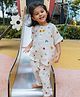 DULAAR Organic Cotton Woven Half Sleeves Floral & Butterfly Printed Coordinating Top & Pants Set - White