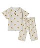 DULAAR Organic Cotton Woven Half Sleeves Animal Printed Coordinating Tee & Pajama Set - White