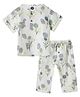 DULAAR Organic Cotton Woven Half Sleeves Floral  Printed Coordinating Tee & Pajama Set - White