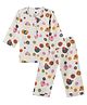 DULAAR Organic Cotton Woven Full Sleeves Polka Dots  Printed Coordinating Tee & Pajama Set - White