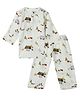 DULAAR Organic Cotton Woven Full Sleeves Camping Theme Printed Coordinating Tee & Pants Set - White