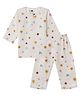 DULAAR Organic Cotton Woven Full Sleeves Floral  Printed Coordinating Tee & Pajama Set - White