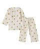 DULAAR Organic Cotton Woven Full Sleeves Lion Printed Coordinating Tee & Pajama Set - White