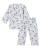 DULAAR Organic Cotton Woven Full Sleeves Floral Printed Coordinating Tee & Pajama Set - White