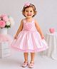 TINY MINY MEE Elastane Woven Sleeveless Floral Applique Detailed Dress - Pink