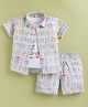 MUSHROO Textile Knit Half Sleeves Alphabets & Animal Printed Coordinating Shirt & Shorts With Tee Set - Green