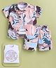 MUSHROO Textile Knit Half Sleeves Abstract Printed Coordinating Shirt & Shorts With Tee Set - Onion