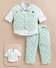 MUSHROO Textile Knit Full Sleeves Typography Shirt & Pants Set With Jacket & Attached Bow - Green