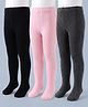 Cute Walk by Babyhug Cotton Non terry Knit Solid Tights Pack of 3 - Black Grey & Pink