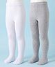 Cute Walk by Babyhug Cotton Non terry Knit Solid Tights Pack of 2 - White & Grey