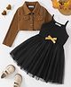 Mark & Mia Cotton Full Sleeves Frock with Jacket and Sunglasses - Black