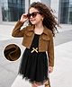 Mark & Mia Cotton Full Sleeves Frock with Jacket and Bow Applique - Black