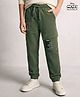 Pine Kids Disney Terry Knit Full Length Track Pants With Mickey Mouse Graphic - Olive Green