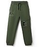 Pine Kids Disney Terry Knit Full Length Track Pants With Mickey Mouse Graphic - Olive Green