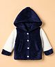 Kanvin Fur Knit Hoodie with Full Sleeves in Navy Blue