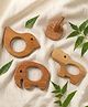 BrainyTots Neem Wood Teethers Set  4 Pieces for Teething & Hand Transfer