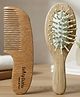 Baby Bamboo Paddle Brush & Natural Wooden Comb Set with Rounded Bristles for Newborns, Infants & Toddlers