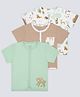My Milestones Interlock Knit Pack Of 3 Half Sleeves Animals Printed Vests - Multi Colour