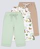 My Milestones Interlock Knit Pack Of 3 Solid & Animals Printed Pants - Multi Colour
